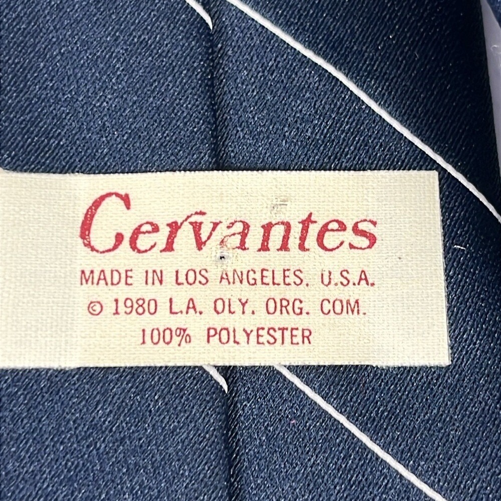 Cervantes 1980 Los Angeles Olympic Emblem Navy Blue Tie Mens Made In Los Angeles - Picture 3 of 6